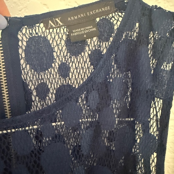 Armani Exchange - Elegant Navy Blue Lace Dress. Size 4 - Picture 3 of 5